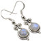 SilverStarJewel Natürliche Cabochon Regenbogen Mondstein Ethnische Ohrringe 3,6 cm Sterling Silber