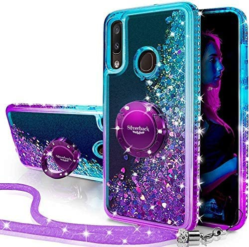 Miss Arts für Galaxy A20E Hülle,[Silverback] Mädchen Glitzern Handyhülle Hülle mit Ringständer, Cover Silikon Flüssigkeit Clear Schutzhülle für Samsung Galaxy A20E -LILA
