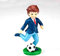 Figura para tarta de Comunión, niño con balón de fútbol. Muñeco pastel de Primera Comunión.