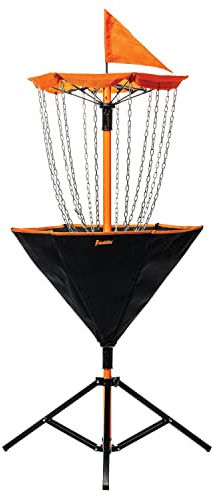 Franklin Sports Disc Golf Basket + Discs Set - Portable Disc Golf Target Basket with Chains - 3 Discs Included - Driver, Midrange + Putter - Steel Chains