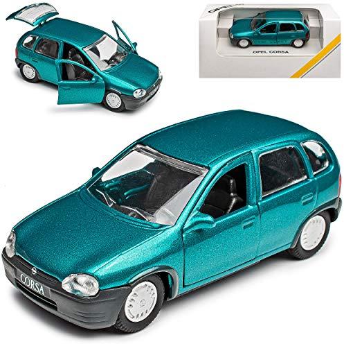NEW Opel Corsa B Türkis Blau 5 Türer 1993-2000 1/43 Gama Modell Auto mit individiuellem Wunschkennzeichen
