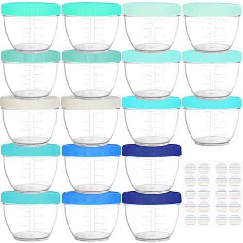 Youngever Lot de 18 Pot de Conservation Bebe 120ML, Petit Pot Bébé, Repas de Bébé Boîtes de Conservation (Coastal)