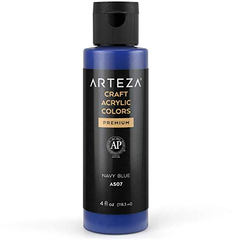 ARTEZA pintura acrílica para manualidades, Azul Marino A507, bote 118 ml, a base de agua, mezclable, pintura acrilíca mate para arte, para cristal, madera, cerámica, tela,papel y lienzo