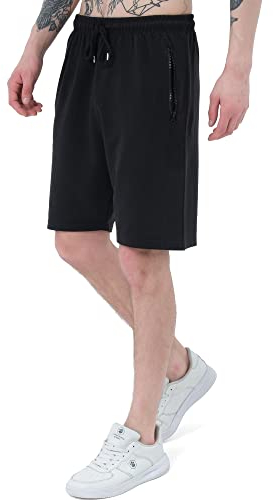 Smith & Solo Sporthose Herren Kurz - Kurze Hosen Herren, Laufshorts Männer Sommer Baumwolle Jogginghose Fitnesshose Sport Sportshorts Bermuda Shorts Hose Trainingshose Tennis (M, Schwarz)