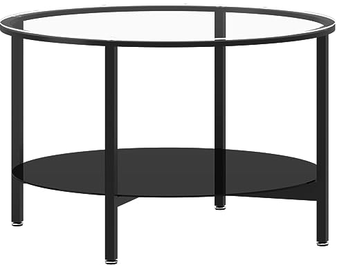 vidaXL Beistelltisch Couchtisch Wohnzimmertisch Sofatisch Kaffeetisch Tisch Wohnzimmer Teetisch Ablagetisch Telefontisch Schwarz Transparent 70 cm Hartglas