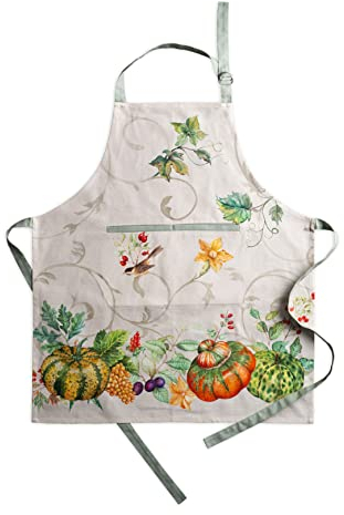 Maison d'Hermine Lumina 100% Baumwolle 1-teilige Küchenschürze mit verstellbarem Hals versteckter Mitteltasche mit langen Krawatten für Frauen | Männer | Thanksgiving/Weihnachten (70cm x 85cm)