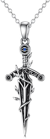 PROESS 925 argento sterling pugnale coltello collana spade medievali ciondolo collana Evil Eye gioielli regalo per donne ragazze ragazzi uomini, Argento sterling