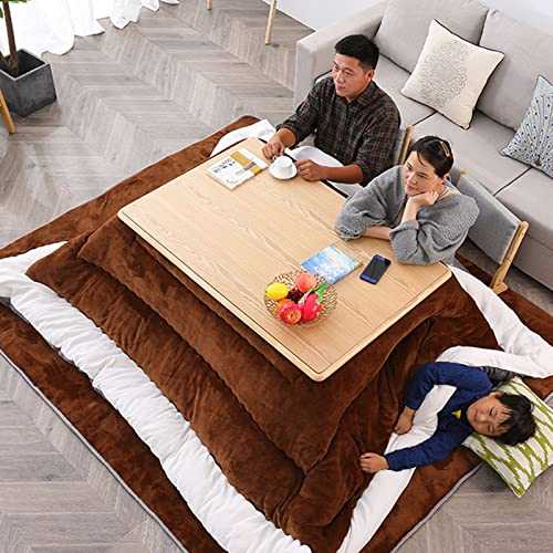 4er-Set Wohnzimmerheizung Kotatsu-Tisch Im Winter Massivholz-Tatami-Tisch Sommer-Couchtisch Warmes Geschenk Für Die Familie (Color : Wood color, S : 120 * 80 * 45cm)