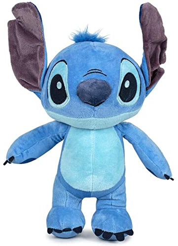 Disney Peluche Felpa Stitch Alien Azul - Altura 30cm - con Sonido Música Hawaiana Hawaii - Oficial