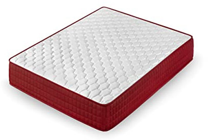 Cama express Viskoelastische Matratze Thermic Plus | Balance zwischen Festigkeit und Weichheit | anpassbar, unabhängig von Betten, Weiß und Rot, 90 x 200/15 cm
