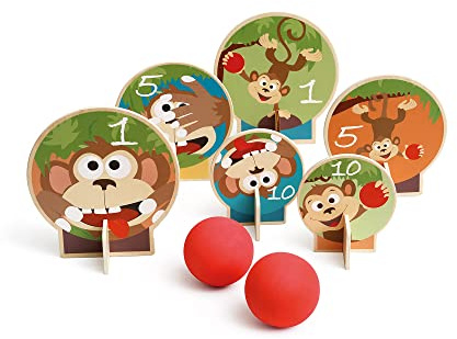 Scratch 276182552 Ballwurfspiel, Motiv: AFFE, lustiges Wurfspiel für Kinder ab 3 Jahren, Holzspielzeug