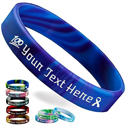 Wellproof Personalisierte Silikon-Armbänder Bulk, individuelles 1,27 cm Gummi-Armband mit Textnachricht, individuelle Gummiband-Armbänder für Veranstaltungen, Bewusstsein