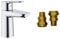 GROHE BauEdge & UK Adaptors - Smooth Body Basin Mixer Tap (1 Hole Inst., 1 Metal Lever, 28 mm Ceramic Cartridge, Water Saving Technology, No Waste Set, Tails 3/8 inch), Size 144 mm, Chrome, 23330000