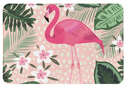 ROOZEE Flamingo-Flanell-Fußmatte, rutschfest, 60 x 40 cm, leicht zu reinigen und zu pflegen, langlebig, dick und bequem