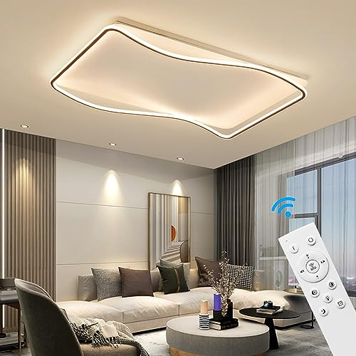 Eurotondisplay LED Deckenleuchte mit Fernbedienung Lichtfarbe/Helligkeit einstellbar schwarz weiß lackierter Alurahmen sehr leicht (SX626-1100 * 700)