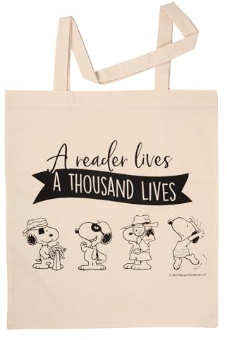 United Labels The Peanuts Snoopy Stoffbeutel - A reader lives a thousand lives Jutebeutel Tragetasche Baumwolltasche Beige Naturfarben