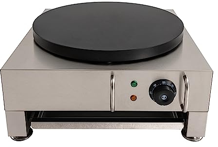 CW-B1 40cm 2.8KW Crêpière électrique Crêpières Plaque à crêpes Crêpière Gastro Plaque Crêpière Silver/Black Revêtement Antiadhésif,Pour Crêpes