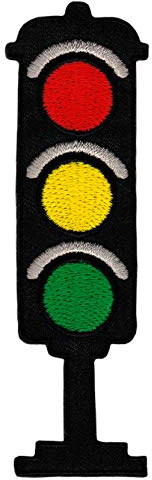 Ampel Verkehrsampel Aufnäher zum aufbügeln oder aufnähen Bügelbild Aufbügler für Kleidung gestickter Bügelpatch Applikation Patch Größe 10 x 3 cm
