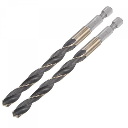 TA-VIGOR 2Pcs 8mm Hex Shank Twist Drill Bit Set, 1/4 Inch Shank HSS High Speed Steel Drill Bit Set Quick Change Twist Drill Bits for Woodworking, Plastic and Metal