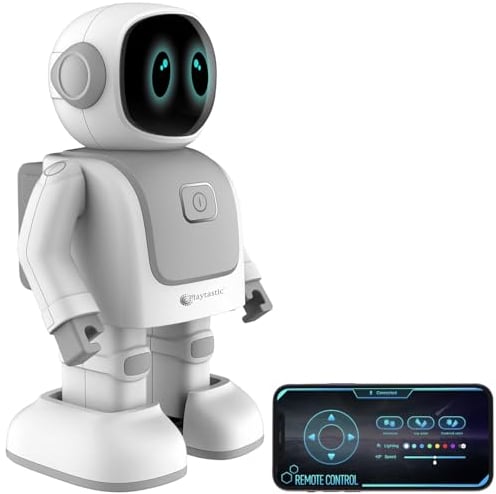 Playtastic Spielzeug Roboter: App-programmierbarer Roboter, 130 Bewegungen, Bluetooth, Lautsprecher (Tanzender, Mini, Fernbedienung)