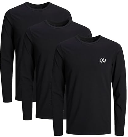JACK & JONES Infinity Herren Langarmshirt Rise Infinity O-Neck T-Shirt (DE/NL/SE/PL, Alphanumerisch, M, Regular, Regular, Rise 3er Pack 1)