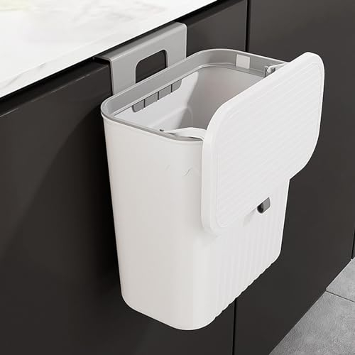 Poubelle de cuisine avec couvercle, petite poubelle à suspendre, collecteur de déchets mural, en plastique, poubelle à compost anti-odeu, porte à suspendre, pour camping-car, armoire de cuisine, 27