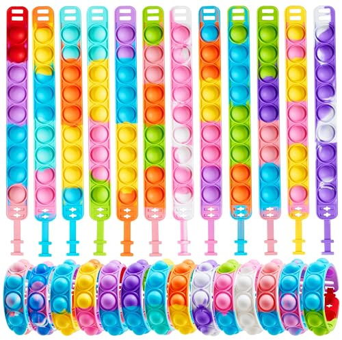 JOYIN 25 Pcs Pop-Fidget-Armband, Partygeschenken für Kinder von 4–12 Jahren, Pop It Armband Kinder, Anti Stress Armband, Pop It Spielzeug , Mitbringsel Kindergeburtstag, Goodie Bags Füller für Kinder