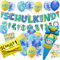 Einschulung Deko Junge 2024 Schulkind Banner Blau Luftballons Schulanfang Junge Einschulung Deko set(Schulkind-Blau)