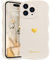 LAPOPNUT Kompatibel mit iPhone 13 Pro Hülle Silikon Mädchen Frau Handyhülle Süß Herzen Muster Stoßfest Wellenform Schutzhülle Case für iPhone 13 Pro Beige