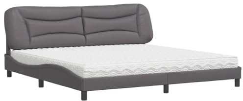 vidaXL Bett mit Matratze Hvar Grau 200x200 cm Kunstleder
