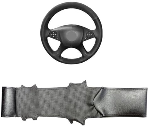 Lenkradabdeckungen Lenkradbezug Lenkradhüle für Mercedes W204 C-klasse 2007-2014 Öko Leder Zum Nähen Individual Custom Schwarz Atmungsaktiver