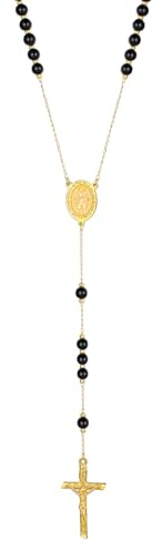 Supcare Collier Femme Homme Chapelet Catholique - 4 Styles Collier avec Perles Prière Médaille Miraculeuse. Argent/Or/Noir Crucifié Collier Croix Homme avec Jésus. Bijoux Religieux