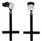 JewelryWe Petruskreuz Ohrringe für Herren Damen: Schwarz Edelstahl Zirkonia Satanische Ohrstecker mit Baumelnde Umgekehrt Upside Down Kreuz Unisex Ohrhänger Ohr Piercing Religiöses Schmuck