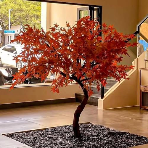 Albero artificiale di acero autunnale, alto, finto, in vaso, con fioriera, grande albero finto da interno, for casa colonica, pavimento for matrimoni, soggiorno, veranda, decorazione for porta(2.3mx1.