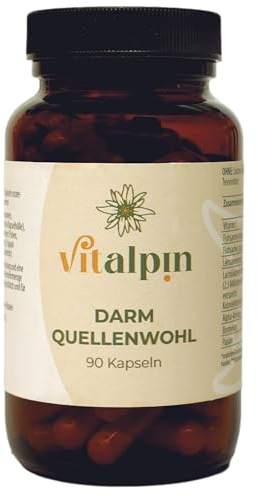 Hynolia Naturprodukte - Darm Kapseln mit Flohsamenschalen, Flohsamen-Ganz, Leinsamenmehl, Lactobakterienstämme, Alpha-Amylase, Bromelain und Papain - 100% Natürlich (90 Kapseln, Serie QuellenWohl)