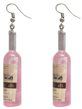MOBUTOFU 1 Pair Ear Jewelry Bottle Pendant Earrings Trendy Decor Ear Dangle Wine Bottle Earrings Ear Decoration Water Bottle Earrings Earring Studs for Women Earrings for Women Trendy Pink