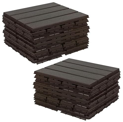 URBNLIVING 18 piastrelle ad incastro in plastica per terrazze da giardino, griglia per patio esterno, durevole e facile installazione, senza bisogno di attrezzi, piastrelle per pavimenti 33 x 33 cm,