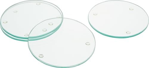 VBS Glasuntersetzer 4 Stk. Untersetzer aus Glas ganzjährig, 4mm Stärke, perfekter Schutz für Tische, stilvolles Design, langlebige Tischunterlage Rund