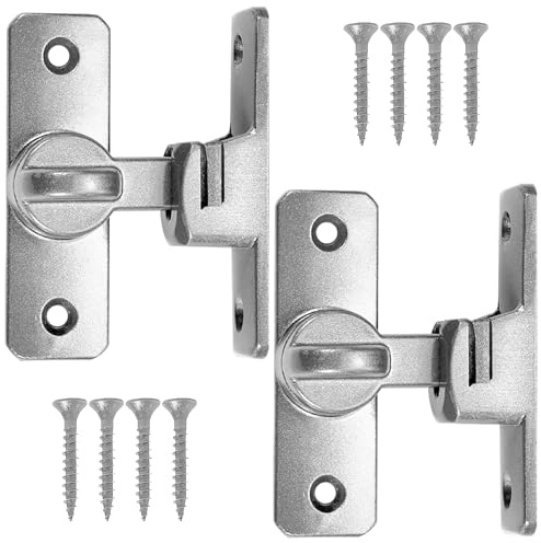 Jiavlyx 2 Paires Porte Verrou, Fermeture Porte Coulissante,Verrou Porte Coulissante, Serrure De Fermeture Porte Interieure,90/180 Degrés Serrure De Porte,pour Porte Fenêtre,Placard Et Jardin (argent)