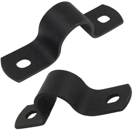 Kemcatui Lot de 12 sangles de tuyau noires, colliers de serrage rigides en métal de 1,27 cm, support en U à 2 trous pour fixation de tuyau/plombiers (diamètre intérieur : 2 cm)