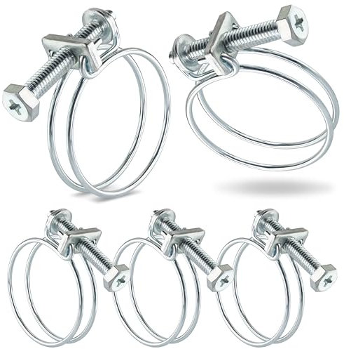 Poppstar 5 Pièces Collier de Serrage Double Fil W1 en Acier Galvanisé, Plage de Serrage 35-40mm, Diamètre Fil 2 mm