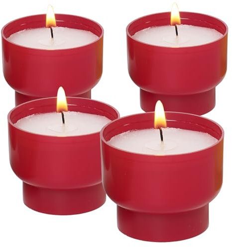 Bougie Chauffe plat rouge - Lot 90 - Durée 6h - Godet Eco-durable 100% Végétal - Veilleuses Fabriquées en France - Cire Minérale - Ciergerie Desfossés