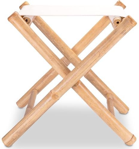 Decorasian Klapphocker aus Bambus – Fußhocker & Beinauflage BZW. Fußschemel oder Fußbank – klappbare und platzsparende Fußstütze - Kleiner Hocker Ottoman