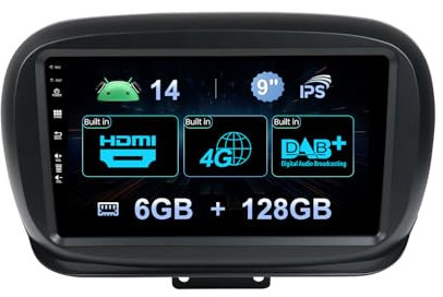 MISONDA 6G+128G Autoradio Android 14 per Fiat 500X (2014-2020) con DAB+/HDMI/4G/Carplay/DSP/WIFI/RDS
