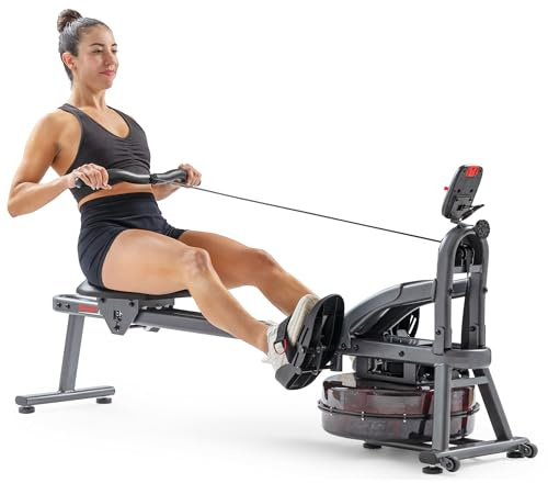 Sunny Health & Fitness Smart Dual-Rail Water Rower, 300LB Weight Capacity with Free SunnyFit App Connection – SF-RW524022