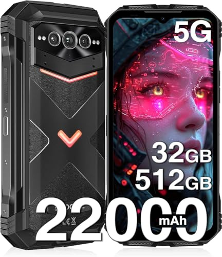 CHANDUELEC V Max Pro 5G Rugged Smartphone 6.58 32GB+512GB 100MP AI Camera 22000mAh 33W 120Hz Dimensity 7050 MAX Android 14 Phone