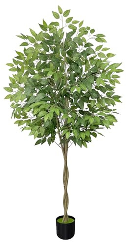Aoczes Künstlicher Ficusbaum 180cm Hohe Kunstpflanze im Topf Große Grüne Gefälschte Bäume für Drinnen und Draußen Haus Büro Wohnzimmer Foyer Porch Terrasse Garten Dekor, 1 Stück