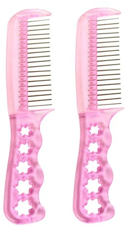 VILLFUL 2Pcs Anti-static Wig Wire Brush for Women Hair Extensions and Doll Hair Lightweight Heat-resistant Detangling Comb with Hollow Star Design