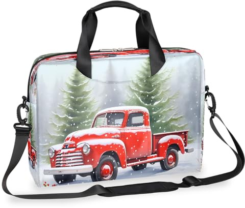 Kaifanee Laptoptasche 40,6 cm (16 Zoll), Messenger-Umhängetasche für Laptop oder Tablet, Weihnachten, rot, LKW, Bauernhaus, Business, Aktentasche, Geschenke für Männer und Frauen