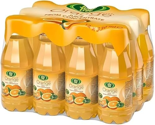 FAKHRI Tree Orange Juice – 100% Pure Squeezed Orange Juice – No Added Sugar – Halal, Glass Bottles – 12 x 330ml